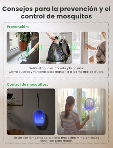 Thumbnail 7 de YISSVIC raqueta eléctrica matamosquitos plegable 2 en 1 con luz UV 365 nm (4000 V) y batería USB-C 1800 mAh