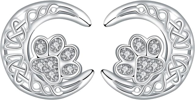 Detalle de Boucles d’oreilles Arrebol en argent sterling 925 avec zirconium (lune celtique), 12 x 13 mm