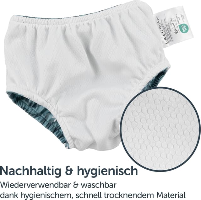 Detalle de LaLoona Baby Schwimmwindel wiederverwendbar mit OEKO-TEX Standard 100 – Krabbe Grün (86–92)