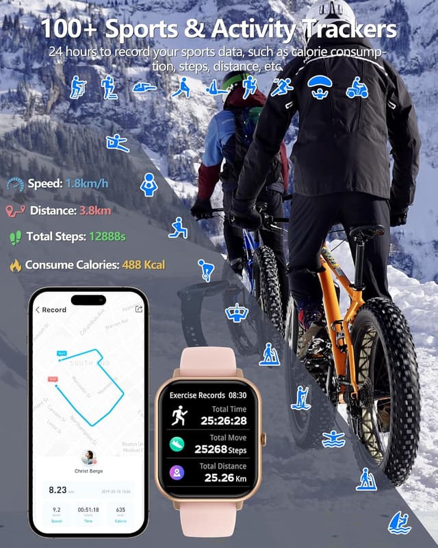 Detalle de Smart Watch for Men Women with Bluetooth Calling, 1.83" Fitness Display & IP68 (Da Fit app)