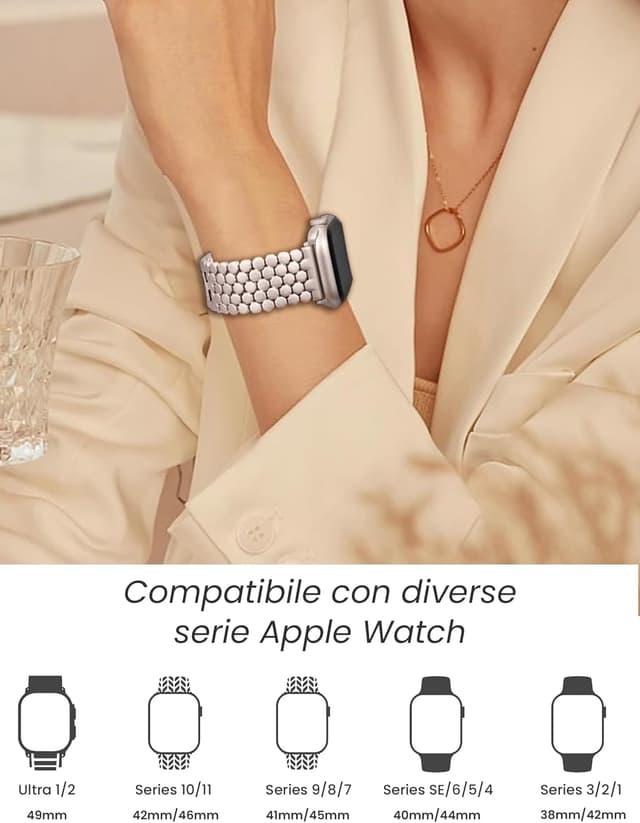 Detalle de JJii Sung cinturino in metallo a nido d’ape per Apple Watch 38/40/41/42/44/45/46/49 mm