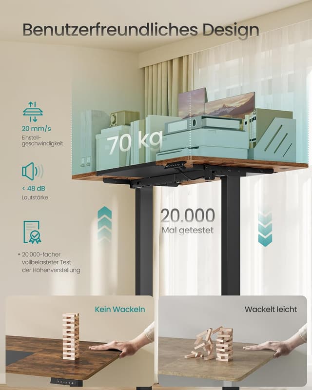 Thumbnail 5 de SONGMICS Höhenverstellbarer Schreibtisch elektrisch 120 x 60 cm