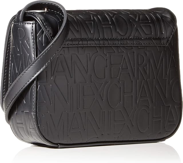 Detalle 2 de Armani Exchange Damen Crossbody-Tasche mit verstellbarem Schulterriemen und Präge-Logo all over, Schwarz (Nero-Black)