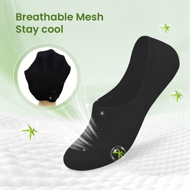 Detalle de FALARY Bamboo No Show Trainer Socks (6 pairs) – invisible low cut ankle socks with anti-slip silicone stripes