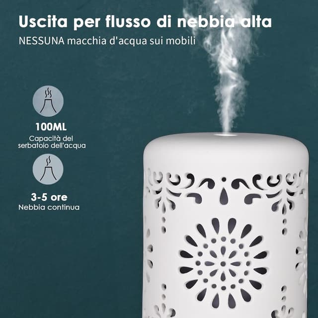 Detalle de Vankarr Diffusore di oli essenziali a ultrasuoni 250 ml con luci LED e timer