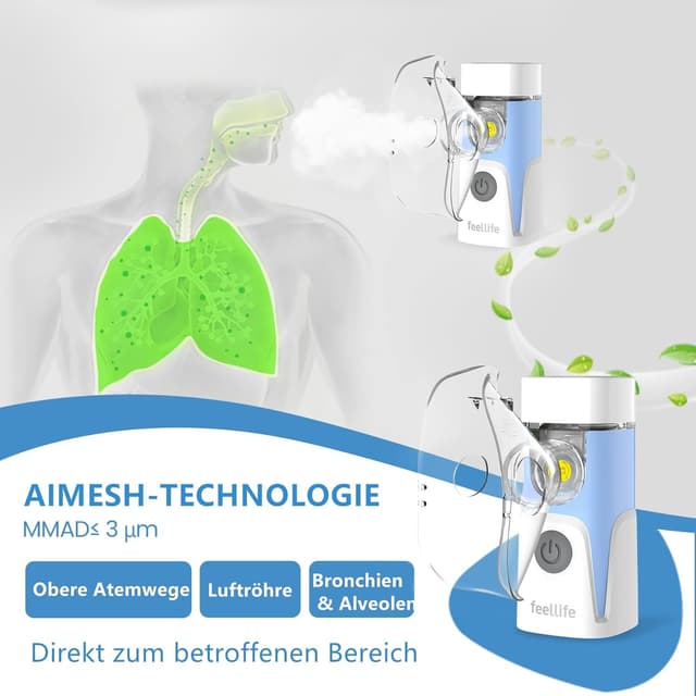 Detalle 2 de FEELLIFE Airpro Go Inhalator, 25 dB