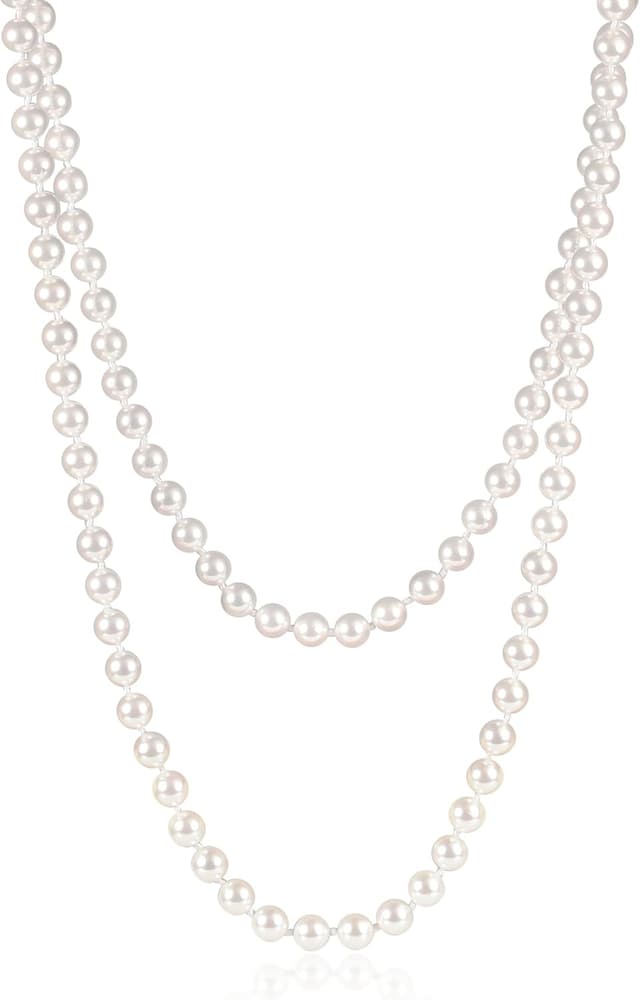 Detalle de ZAVANA long collier de perles blanches sautoir (enroulable) pour femme et jeunes filles