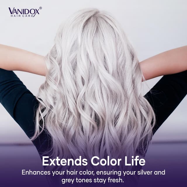 Detalle de VANIDOX Sulfate-Free Purple Toning Shampoo & Conditioner Set (16 fl oz each) for Grey and Silver Hair