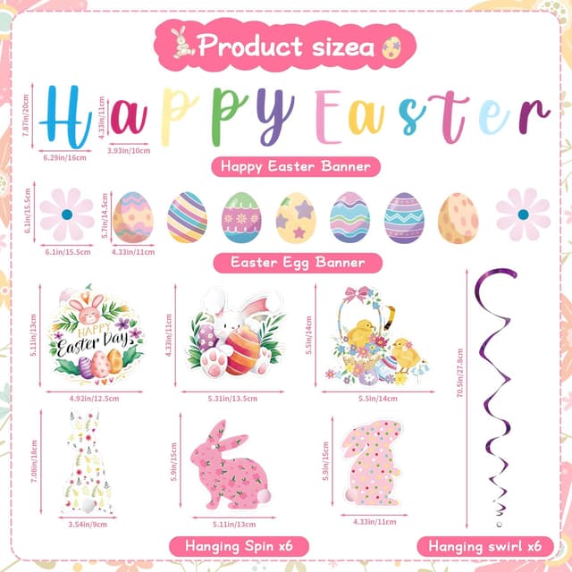 Detalle 2 de Easter decorations set with letter banners