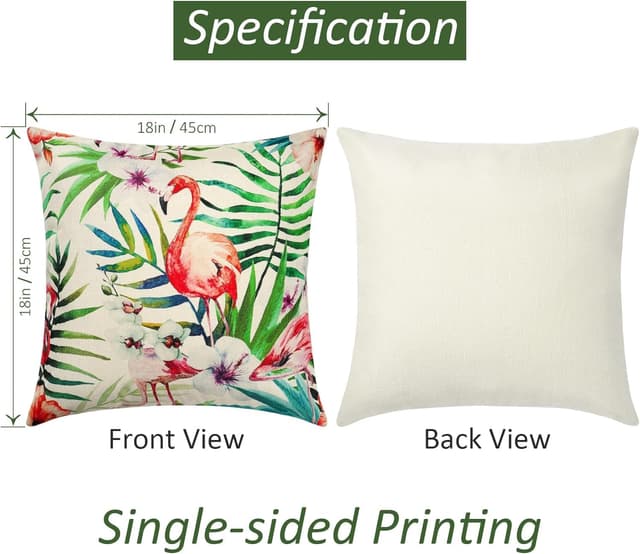 Detalle 2 de Weldomcor Waterproof Cushion Cover Set of 4 (45x45 cm) Tropical Plant Outdoor Throw Covers