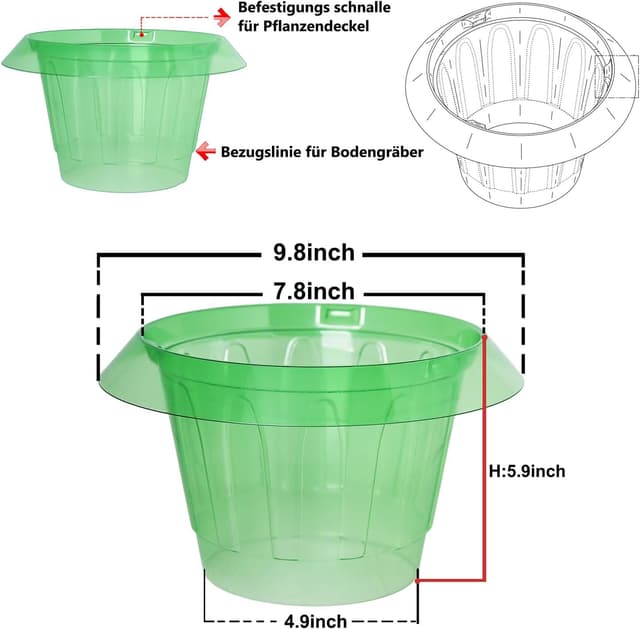 Detalle de Emyimom 20er Schneckenschutzring (Schneckenkajak) – 24 cm Durchmesser, zum Einstecken in die Erde