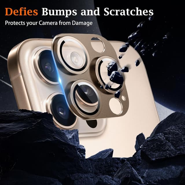 Detalle de MiKoyi Kameraschutzfolie für iPhone 16 Pro / iPhone 16 Pro Max (Aluminiumlegierung & gehärtetes Glas), Dunkelbraun