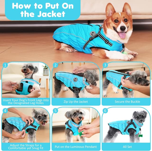 Thumbnail 6 de HezzLuv Hundemantel Winter – wasserdicht & winddicht mit Geschirr und reflektierenden Streifen