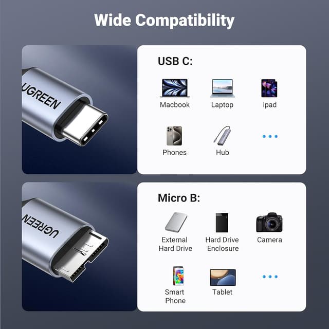 Thumbnail 5 de UGREEN 10 Gbps Micro B to USB‑C 1M cable