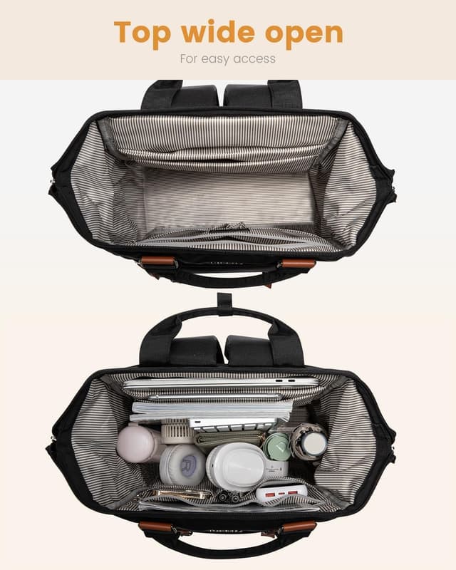 Detalle de LOVEVOOK Women’s Laptop Backpack (up to 17 inch) with Electronics Organiser, water-resistant rucksack bag – Black Brown