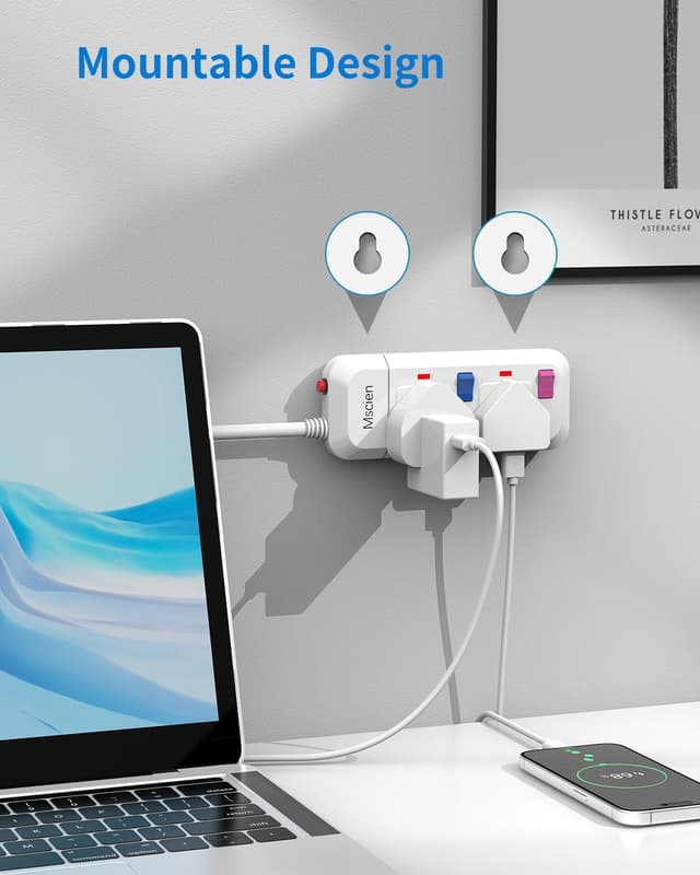 Thumbnail 4 de Mscien 5M Extension Lead with 2 Sockets and Switches 🔌