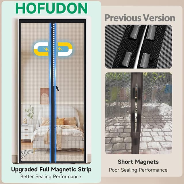 Detalle 2 de Magnetic Fly Screen Door (90x200cm) with Full-Length Magnets, Fibreglass Mesh & No-Drill Fit – Black