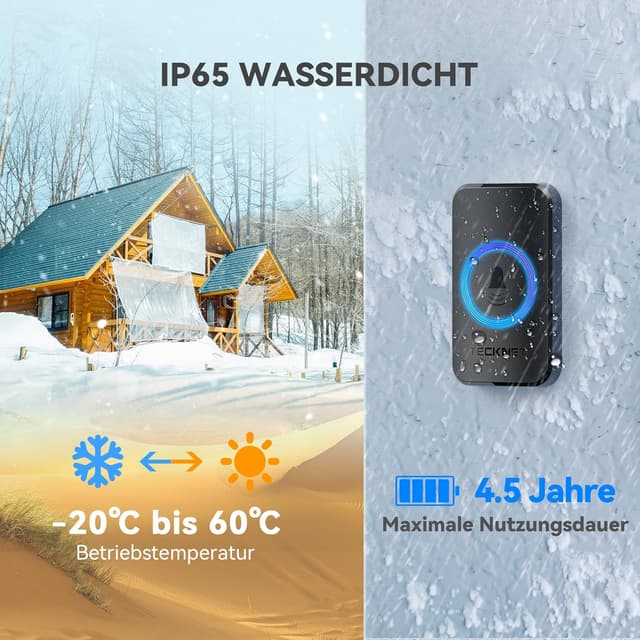 Detalle 2 de TECKNET Funkklingel Kabellos Set 400 m