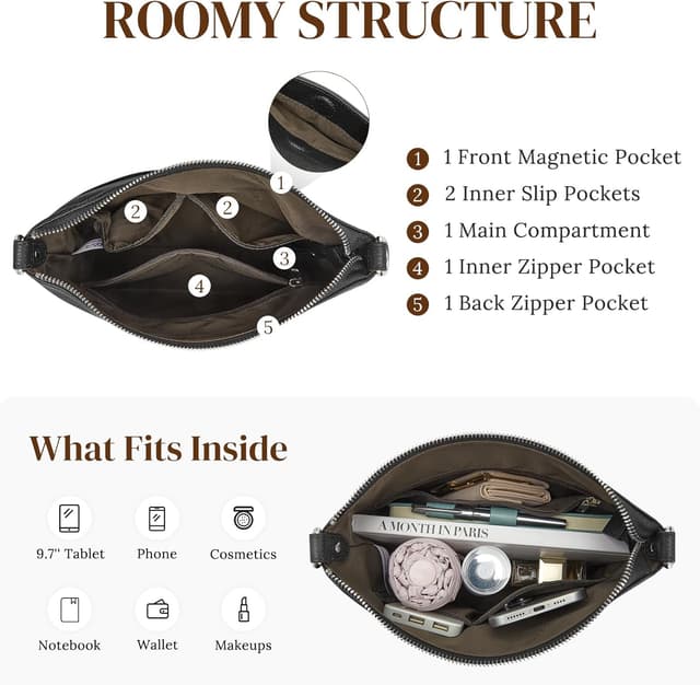 Detalle de S-ZONE women’s medium leather tote bag with 2 removable straps