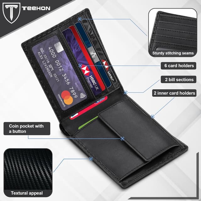 Detalle de TEEHON RFID leather wallet 8 cards