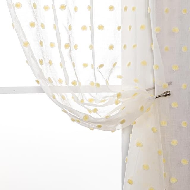 Detalle de MYSKY HOME Gardine mit Ösen (2er-Set) – weiße halbtransparente Vorhänge für Wohnzimmer, Schlafzimmer & Kinderzimmer