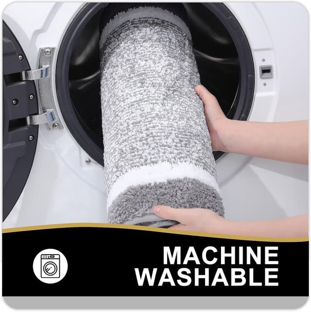 Detalle 2 de OLANLY Bathroom Rugs 24x16 Extra Soft Microfiber Bath Mat (Non-Slip, Machine Washable) – Small Grey