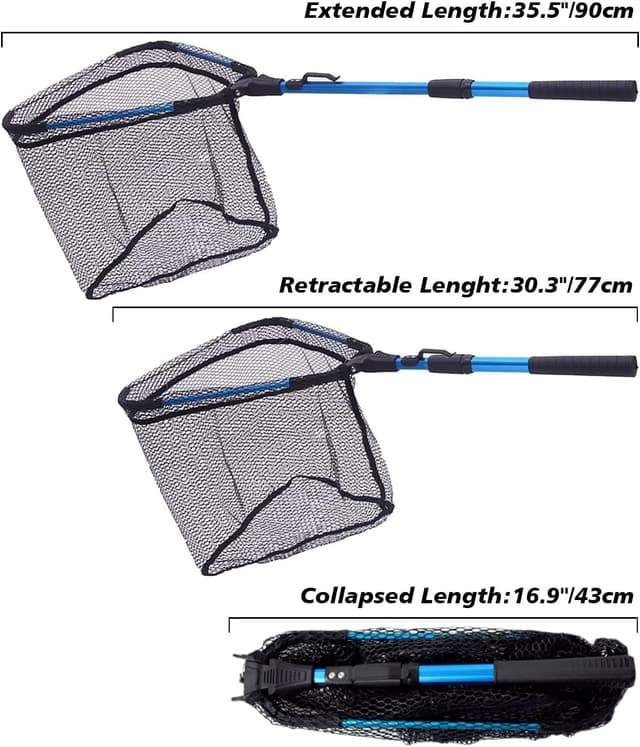 Detalle 2 de Senston Falt-Kescher mit Teleskopstangengriff für Kajak, Salmon, Catfish, Bass & Trout