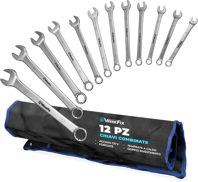 Detalle de WERKFIX set 12 chiavi inglesi combinate a forchetta e anello da 6 a 22 mm