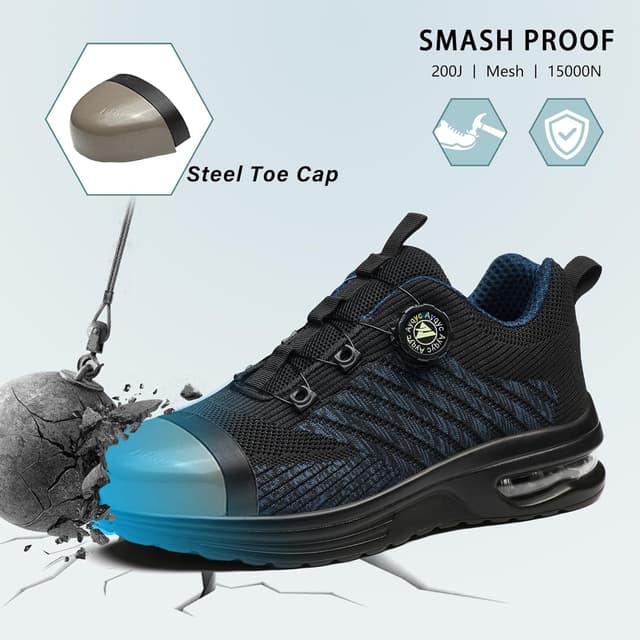 Detalle de Chaussures de sécurité légères respirantes avec embout acier et fermeture à bouton (lacet rapide)