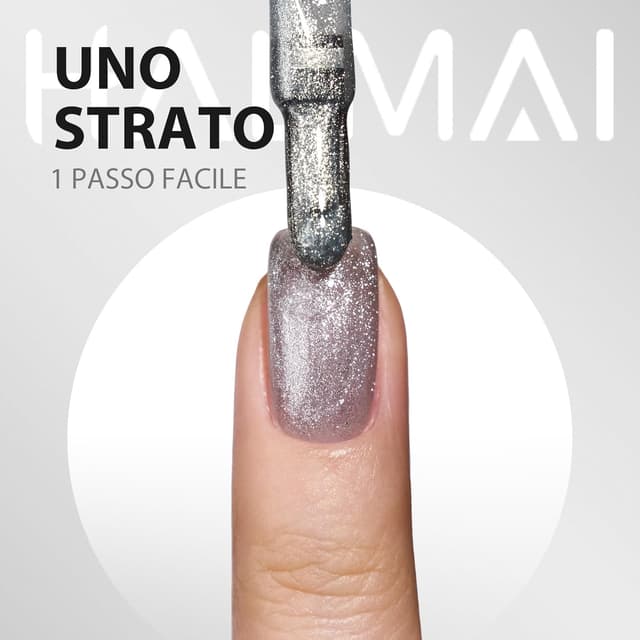 Detalle de HALMAI Smalto semipermanente Cat Eye OneCoat 5 in 1 con magnete (Argento) per unghie
