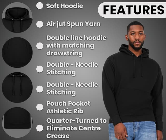 Thumbnail 4 de Black Hoodie UK Unisex Cotton Jumper
