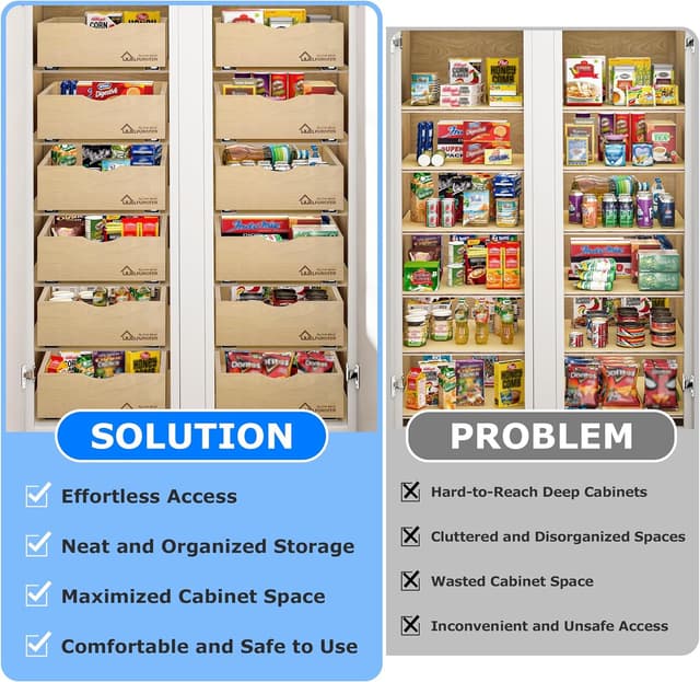 Detalle de WelFurGeer Soft Close Pull Out Drawers for Kitchen Cabinets (29" x 21" Pull-Out Organizer)