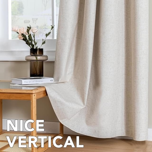 Thumbnail 6 de H.VERSAILTEX Linen Blackout Curtains (100% Blackout) with Nickel Grommets, 2 Panels, 84 inch Length