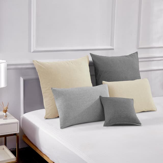 Detalle de TOCOMOA Kissenbezug 40x40 cm im 2er-Set – 100% gewaschene Baumwolle, Oeko-TEX zertifiziert, Leinenoptik