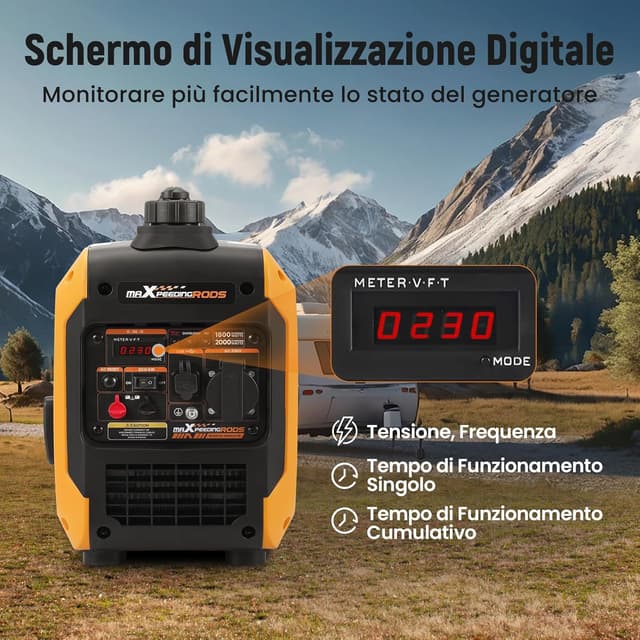 Detalle de maXpeedingrods Generatore di Corrente Inverter 2000W a benzina, 4 tempi (MXR2350) con USB e prese 230V