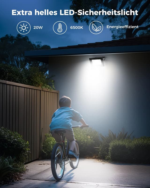 Detalle de vighep LED-Strahler mit Bewegungsmelder für außen (20 W, Fernbedienung, IP66, 6.500 K)