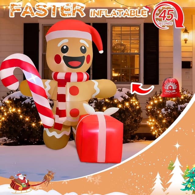 Thumbnail 5 de GIGLIM 6-Foot Inflatable Christmas Snowman with 3 Figures 🎄