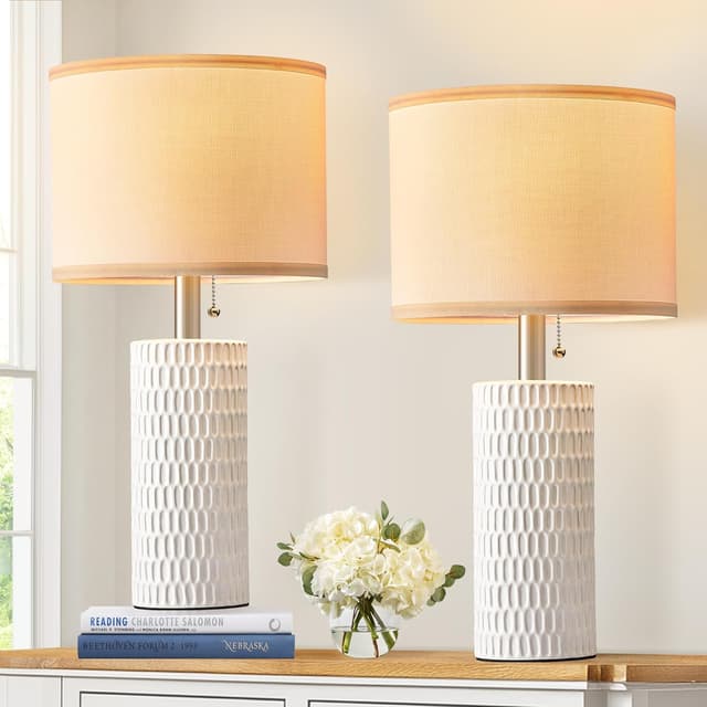 Detalle de Reaketon 20" Small Ceramic Table Lamps (Set of 2) for Bedside, Night Stands & Home Office