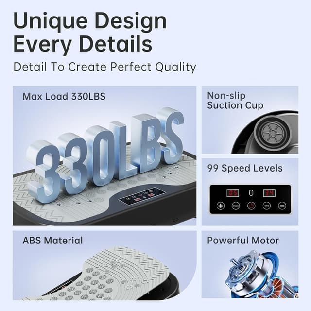 Detalle 2 de JOROTO JV30 Vibrationsplatte für den Ganzkörper-Workout zu Hause – 9 Schüttelmodi, 99 Stufen, Fernbedienung