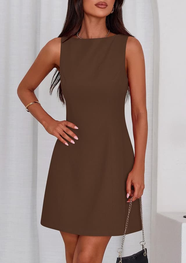 Detalle de PRETTYGARDEN Sleeveless A-Line Mini Cocktail Dress with Boat Neck (2026 Summer)