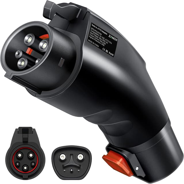 Detalle de Zanch Tesla to J1772 Adapter (NACS to J1772) for Level 2 Charging, 60A/250V AC, Black