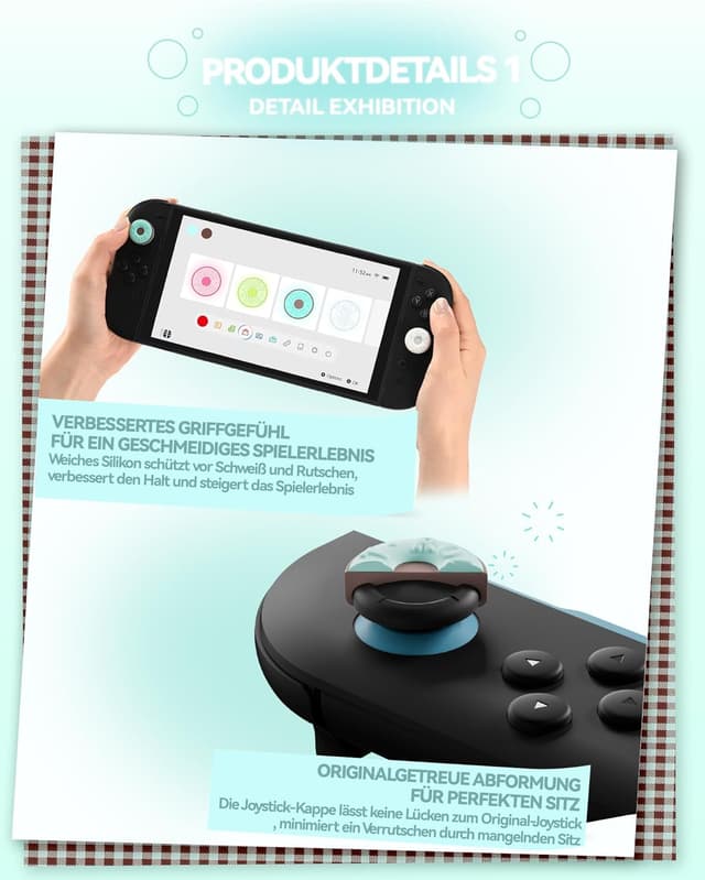Detalle 2 de GeekShare Silikon-Joystick-Kappen für Switch 2 (2025) – Thumbstick-Grips, rutschfest, 4 Stück