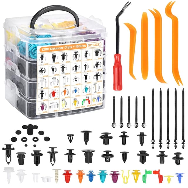 Detalle de DUBULL 1365-piece car trim clips set with nylon push fasteners and trim removal tool kit