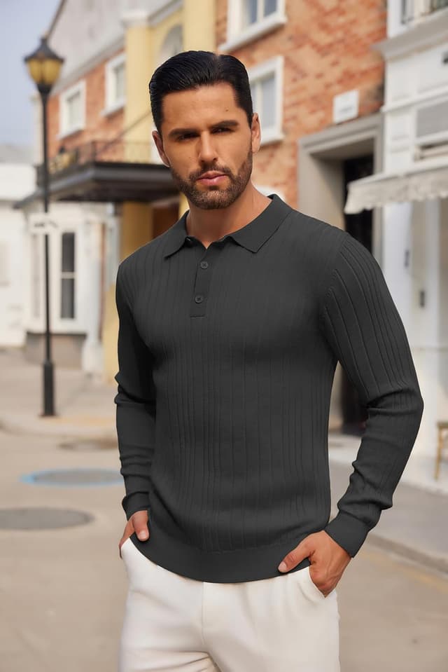 Detalle de COOFANDY Pullover mit Polokragen