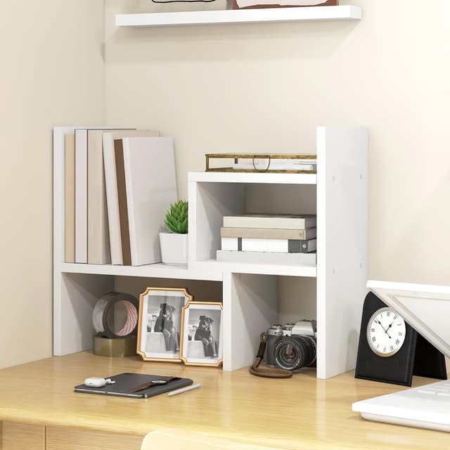 Detalle 2 de HOMCOM Étagère de bureau modulable à poser (2 pièces) en MDF mélaminé, blanc