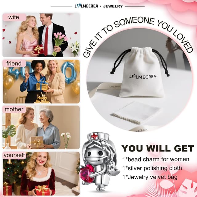 Thumbnail 6 de LMLMECREA Charm-Anhänger aus 925 Sterling Silber für europäische Armbänder (Handpoliert) – personalisierbarer Schmuck für Damen