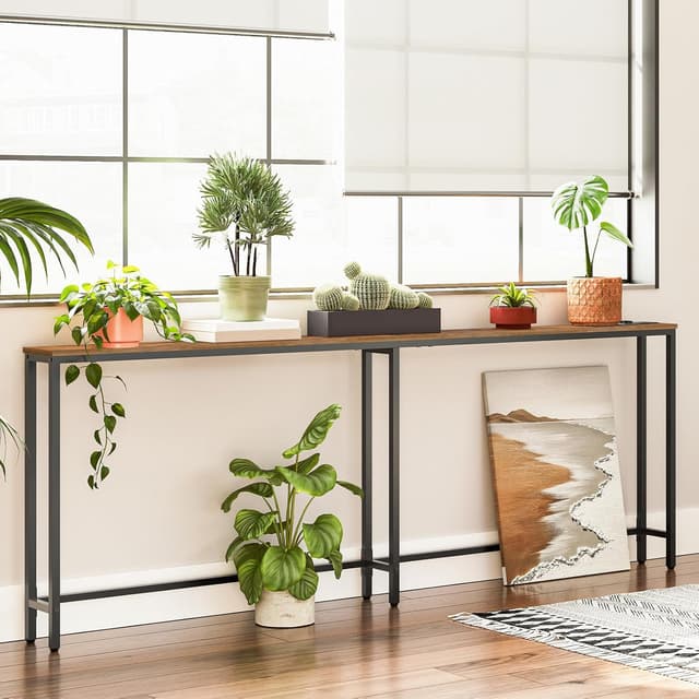 Thumbnail 1 de HOOBRO Mesa Consola Rústica con Carga USB y Toma ⚡