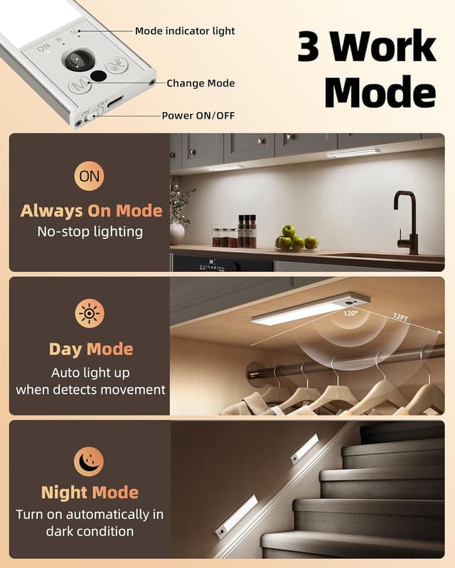 Detalle 1 de EZVALO 10inch under cabinet lighting motion sensor