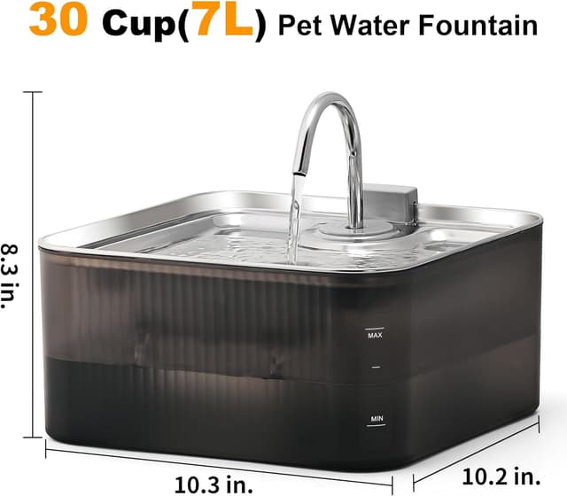Detalle de FUKUMARU 7L Dog Water Fountain with Ultra Quiet 28.5dB Pump & 4-Stage Filter System