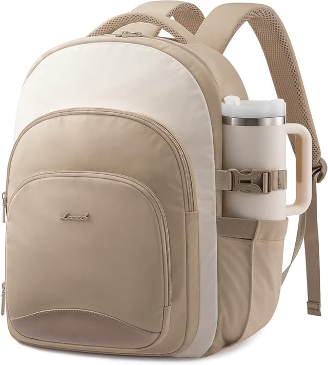 Detalle de LOVEVOOK Rucksack Damen für 15,6-Zoll-Laptop – wasserdichter Schulrucksack mit 3 Fächern und 18 Taschen